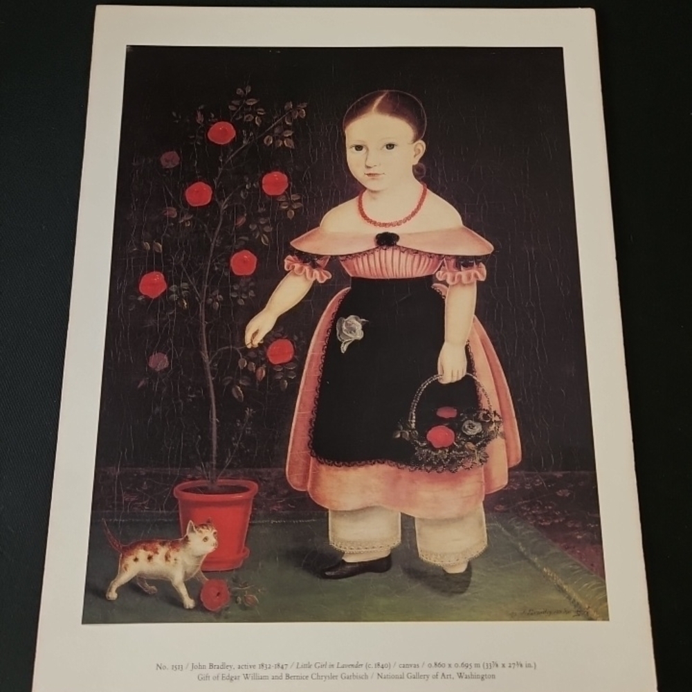 Vintage Style Girl with Cat Art Print